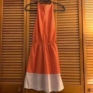 orange and tan stripe dress